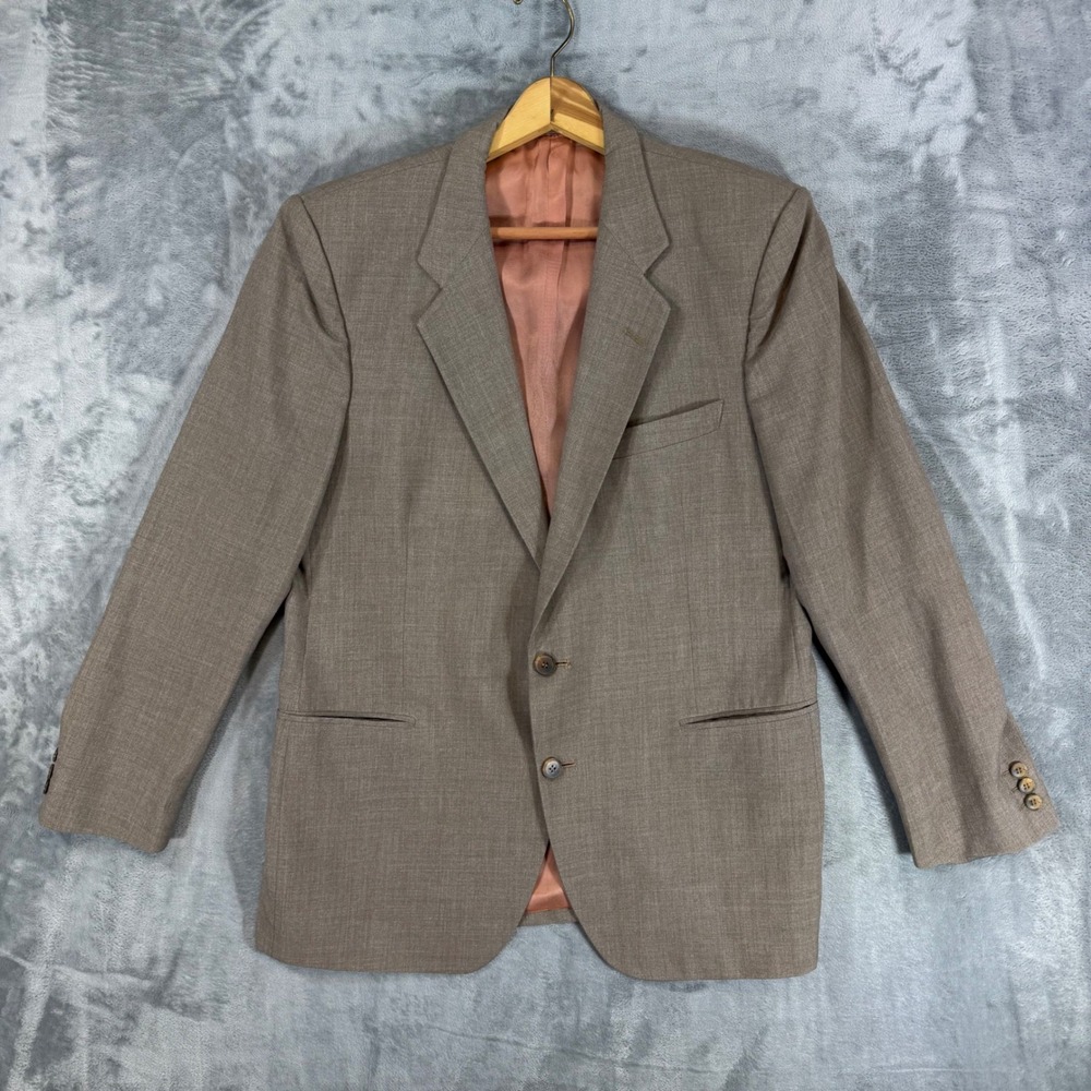 Vintage Yves Saint Laurent Men's Wool Blazer Jacket Size 42R Taupe Brown